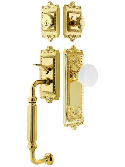 Windsor Entry Lock Set in PVD Finish with Hyde Park Knob and